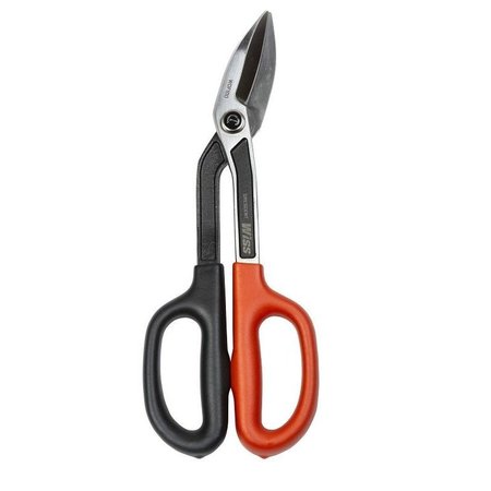 CRESCENT WISS Tinner Snip, 1114 in OAL, 2 in L Cut, Long, Straight Cut, Steel Blade, BlackRawhide Handle WDF10O